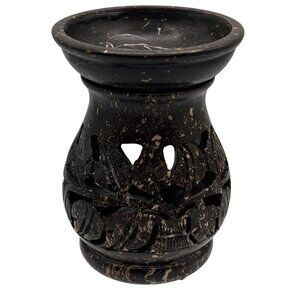 Yankee Candle Carved Soapstone 5" Oil Warmer Tea light Wax tart melts Rustic Art